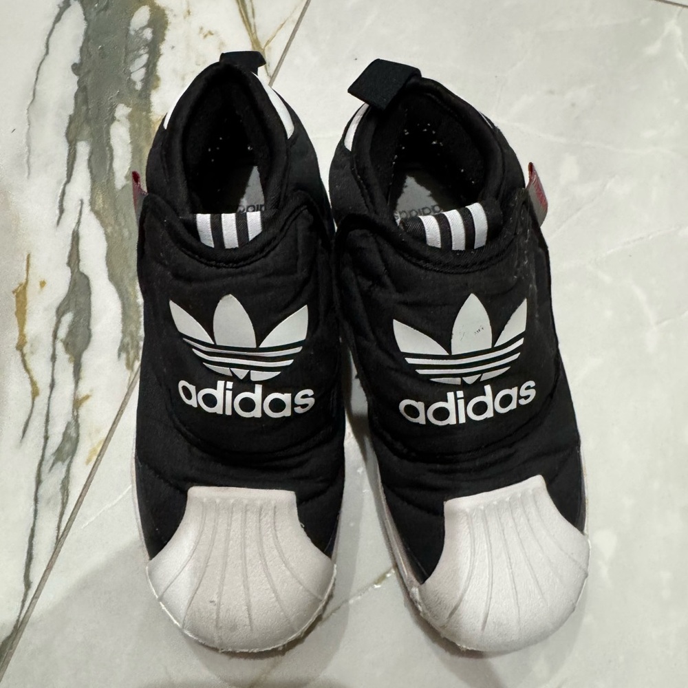 Adidas Kids Black and White Shoes